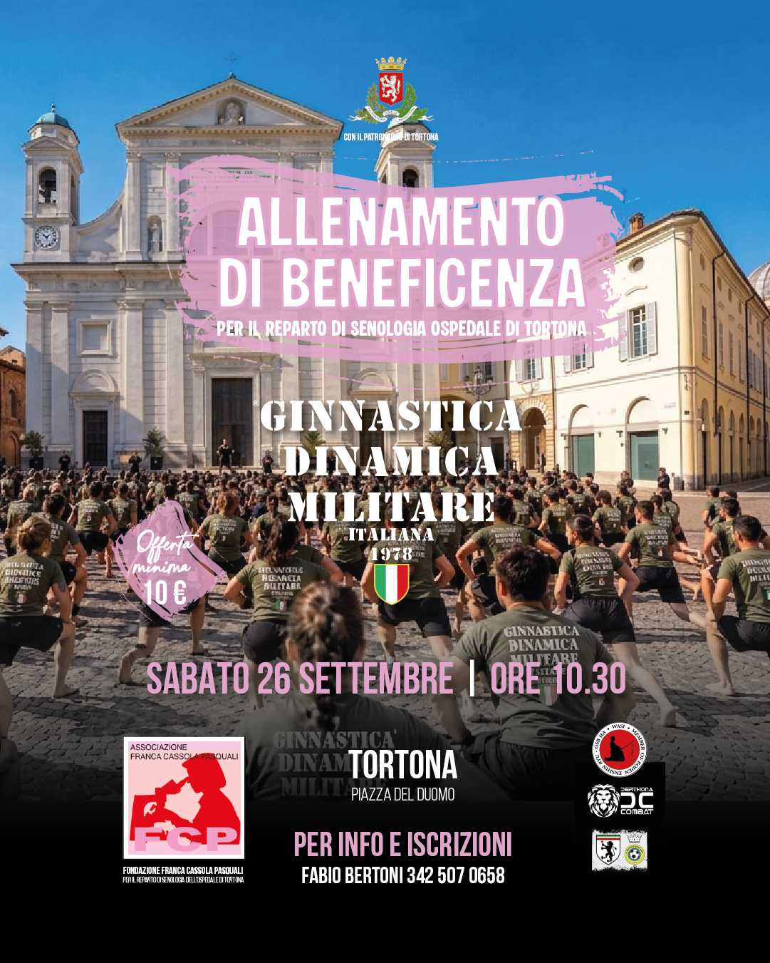 Locandina allenamento di beneficenza GDMI a Tortona