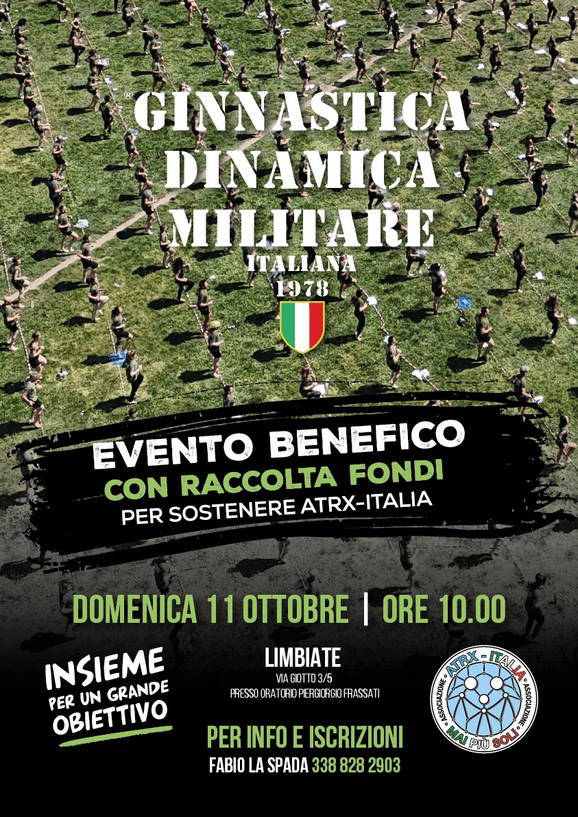 Locandina dell’allenamento GDMI benefico per ATRX-Italia a Limbiate